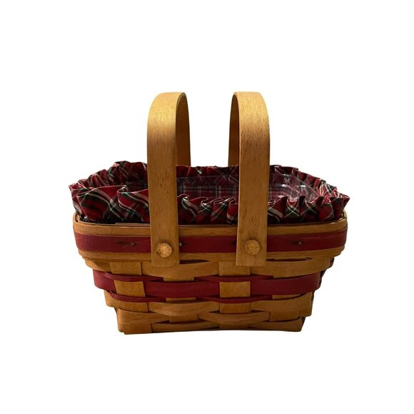 Vintage 1993 Christmas Collection Longaberger Bayberry Basket Plaid Fabric Plast - Picture 4 of 16